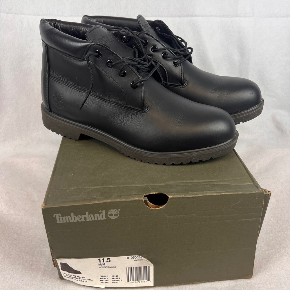 Timberland Mens Black Full Grain Leather Newman Waterproof Chukka Size 11.5